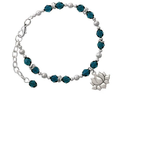 Medium Lotus Flower Navy Blue Beaded Bracelet |