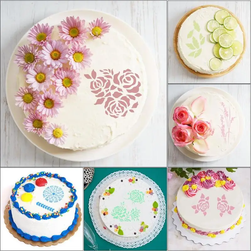 

1 pcs Plastic Cake Spray Stencils Mould DIY Fondant Cakes Template Mold Decorating Bakery Tools Cake Spray Stencil Bakeware