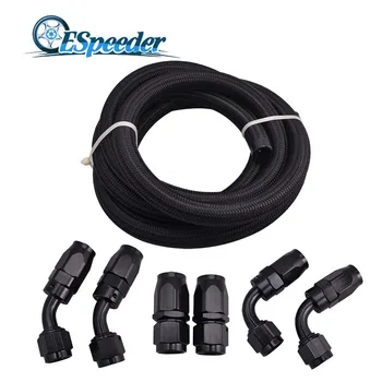 

ESPEEDER 0/45/90Degree Hose Adaptors Aluminum Hose Ends Fitting -6AN Stainless Steel Oil Fuel Hose Line 3M Oil Cooler Kit AN6