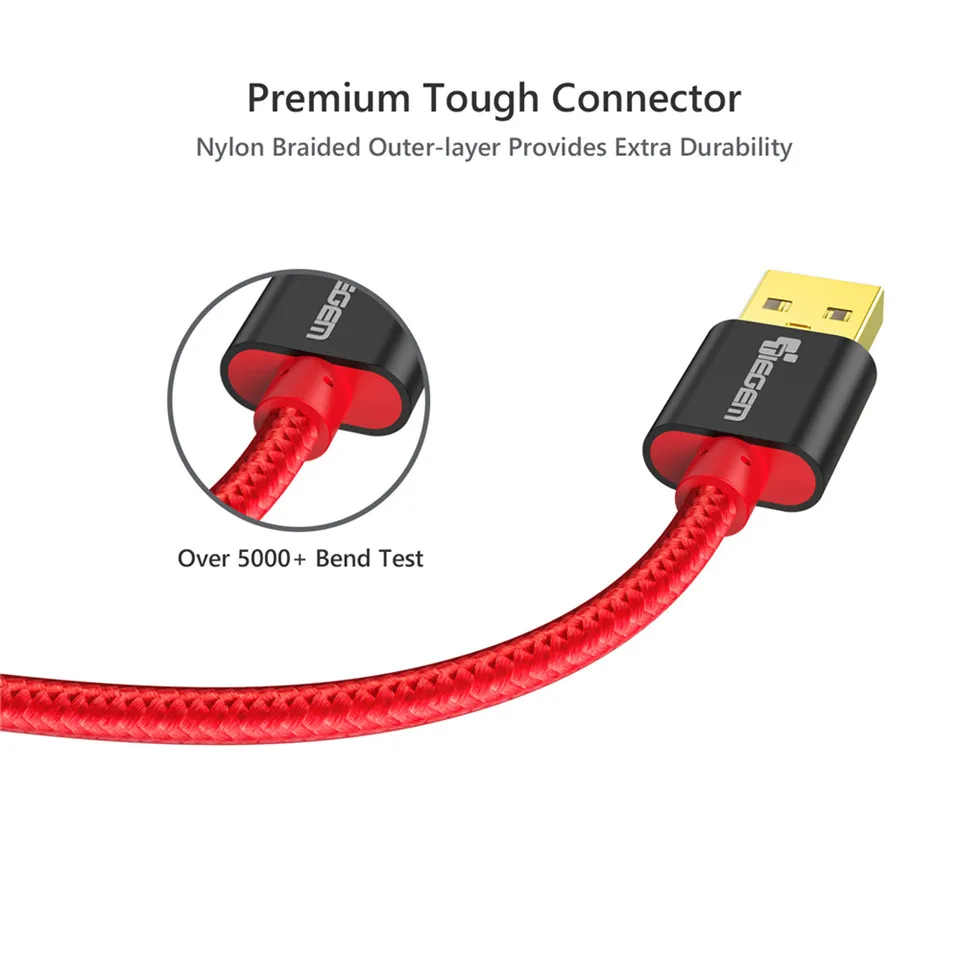 Кабель Micro USB TIEGEM 1 м 2 нейлоновый кабель для быстрой зарядки и передачи данных Samsung