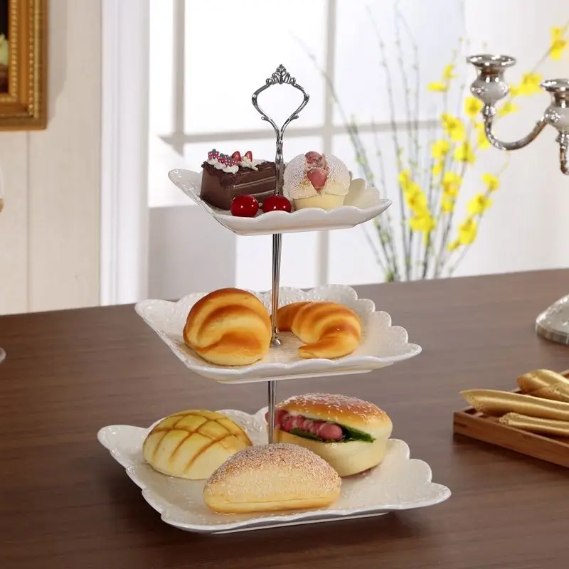 3 Layer Crown Cake Plate Stand Gold Silver Wedding Party Desk Decor Cake Bread Dessert Plate Stand Cupcake Fitting Holders Only