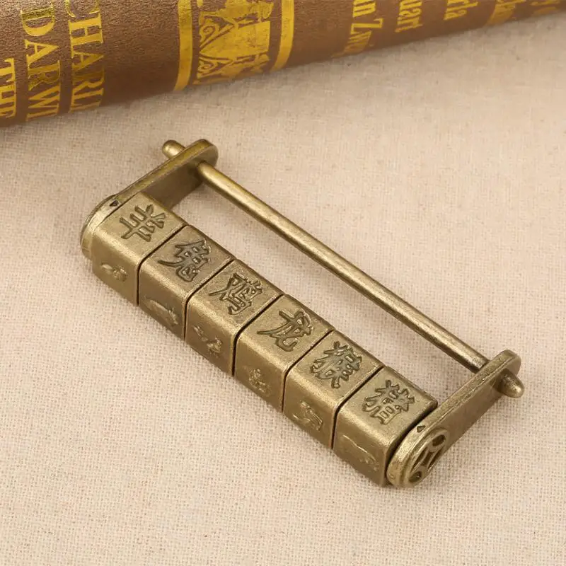 Retro Password Lock Antique Zinc Padlock Chinese Characters Password