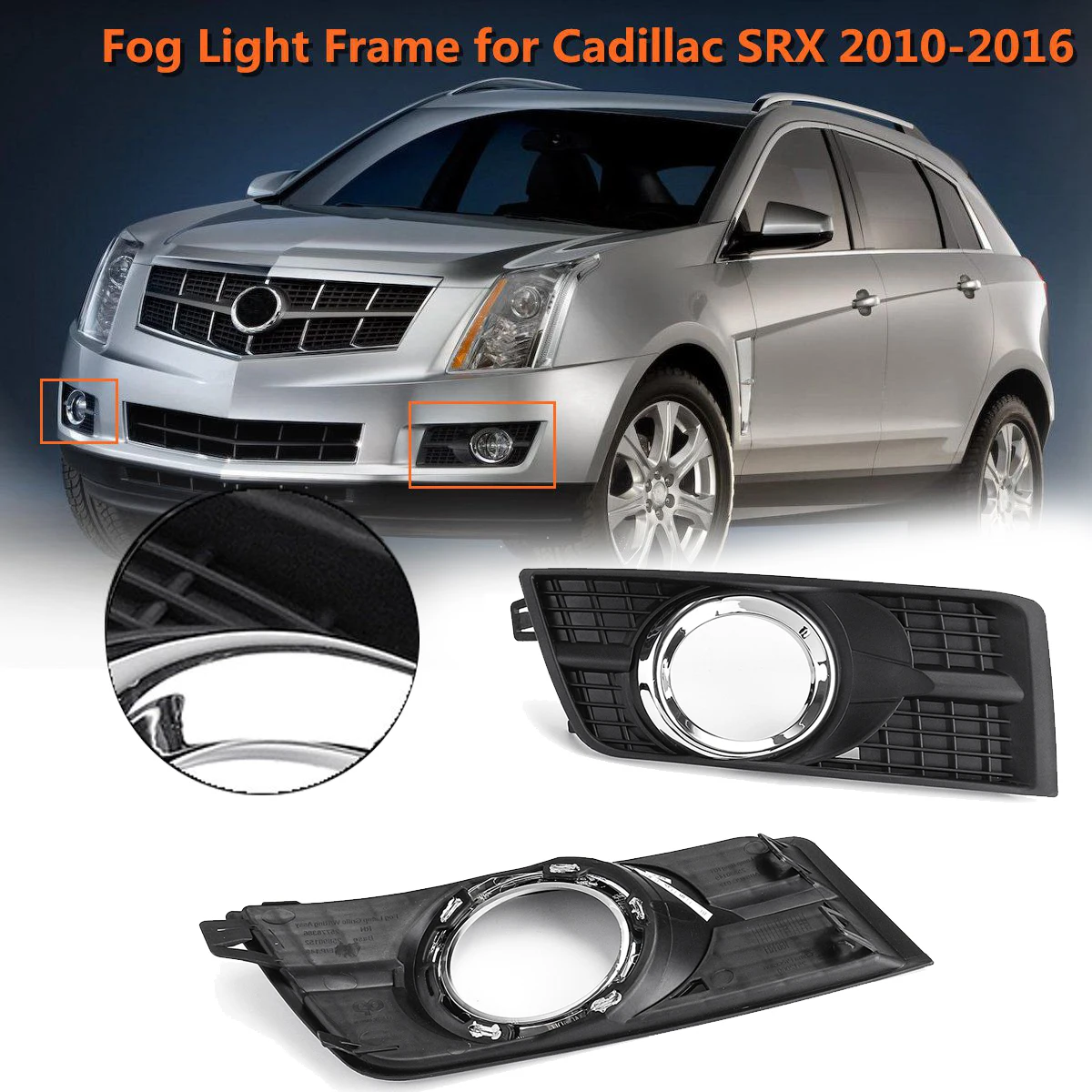 

2x Car Fog Lamp Light Frame Cover Right&Left Side Fits For C.adillac SRX 2010-16 Car Front Bumper Fog Light Cover Car styling