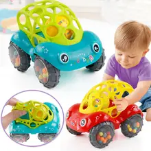 Baby Soft Hand Grasping Hole Bell Ring Car Cute Teether Rattle Toys for Kids