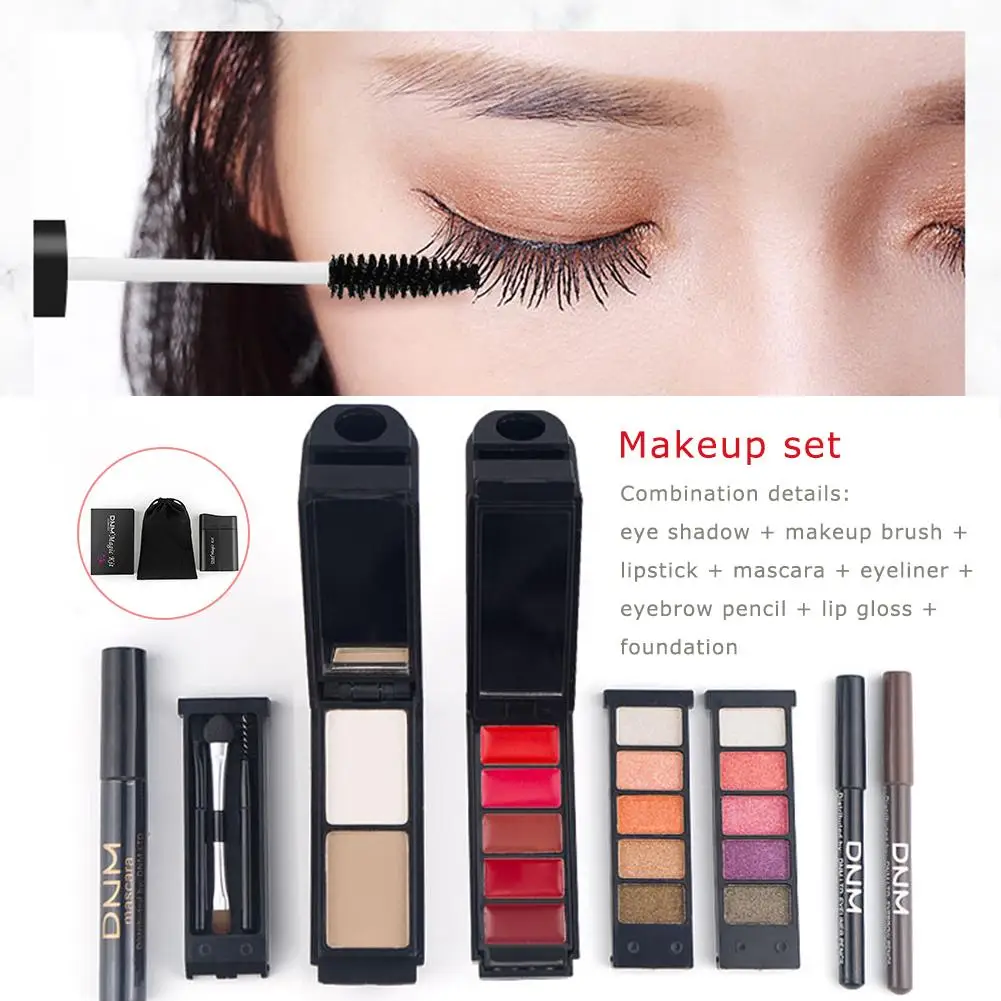 

Portable 8PCS Multi-Function Makeup Set Eyeshadow Makeup Tools Chapstick Mascara Eyeliner Eyebrow Pencil Lip Gloss Foundation
