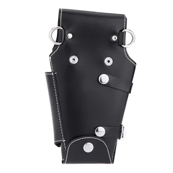 

Black Waist Pack for Hairdressing Tool Soft Leather Scissors Comb Bag