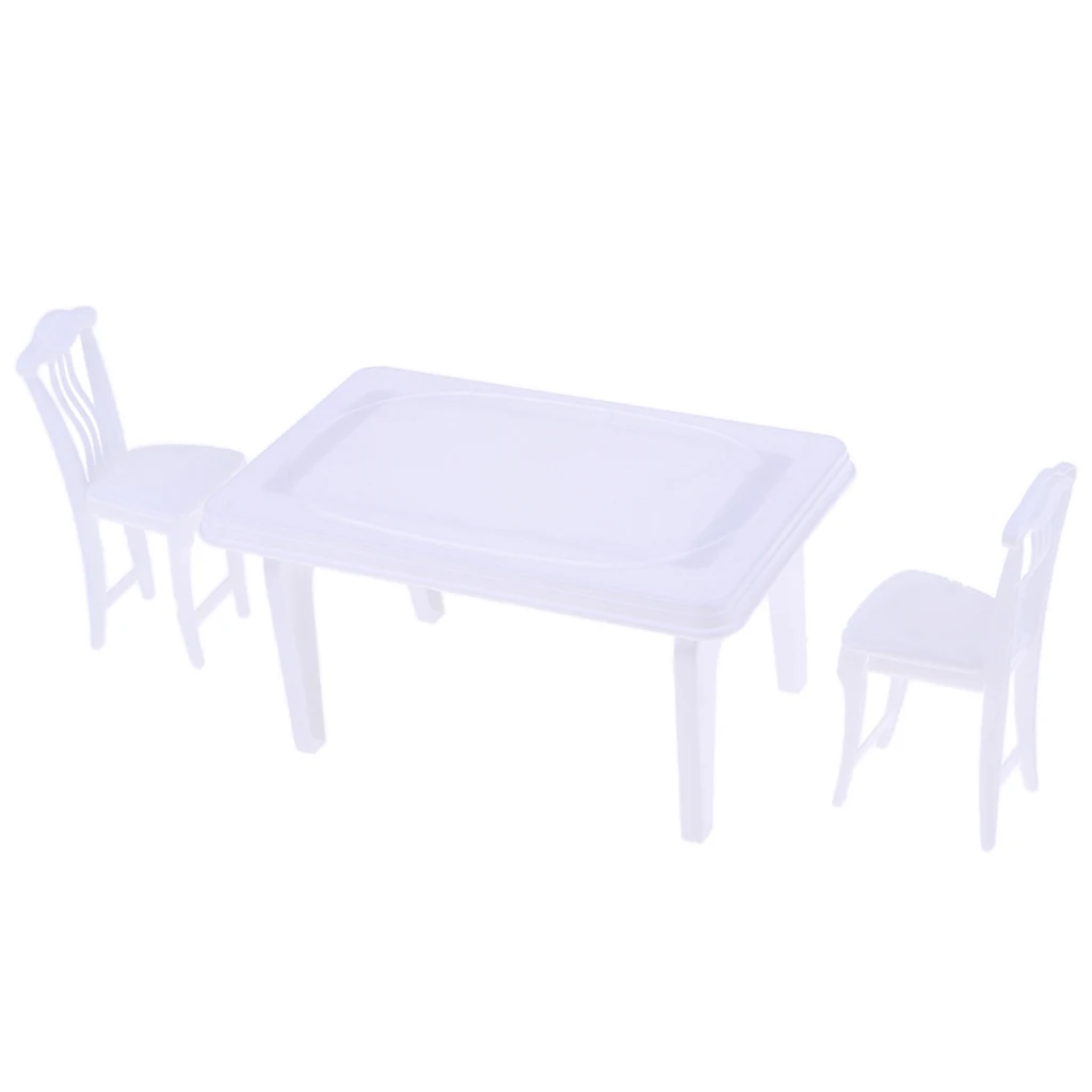 

Dollhouse Miniature White Detachable Dinner Table & Chair Furniture Table Stools Set For Kids Pretend Play Toy Birthday Gifts