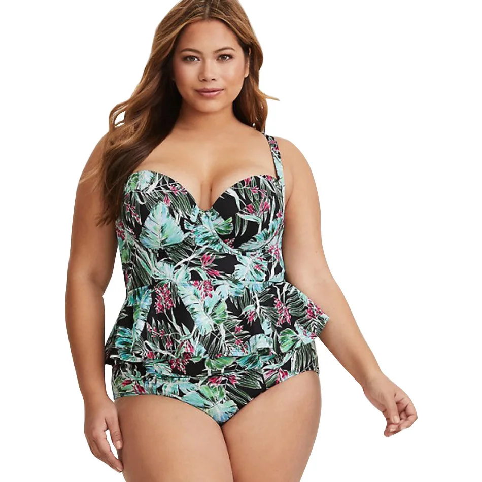 

Women Bikini 2019 Fashion Plus Size Swimwear Printing Swimwear Oversize Xl -3xl Twinset Bikini Swimwear