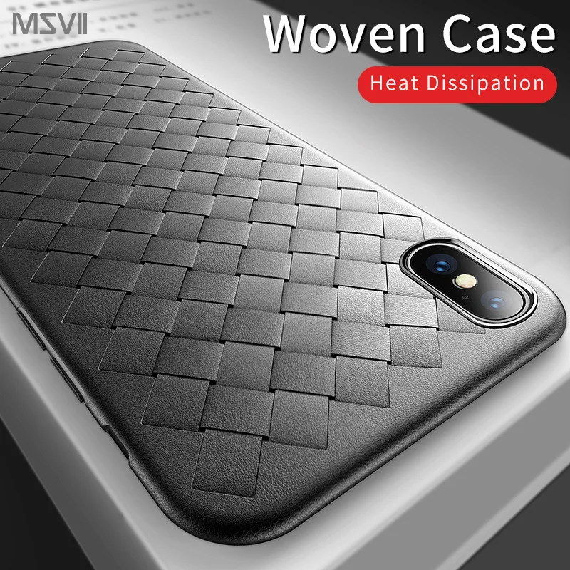

Msvii Woven Phone Case for iPhone X/XR Case Luxury Silicone for iPhone XS Max Case Imitation Leather for iPhone XS Cover Coque