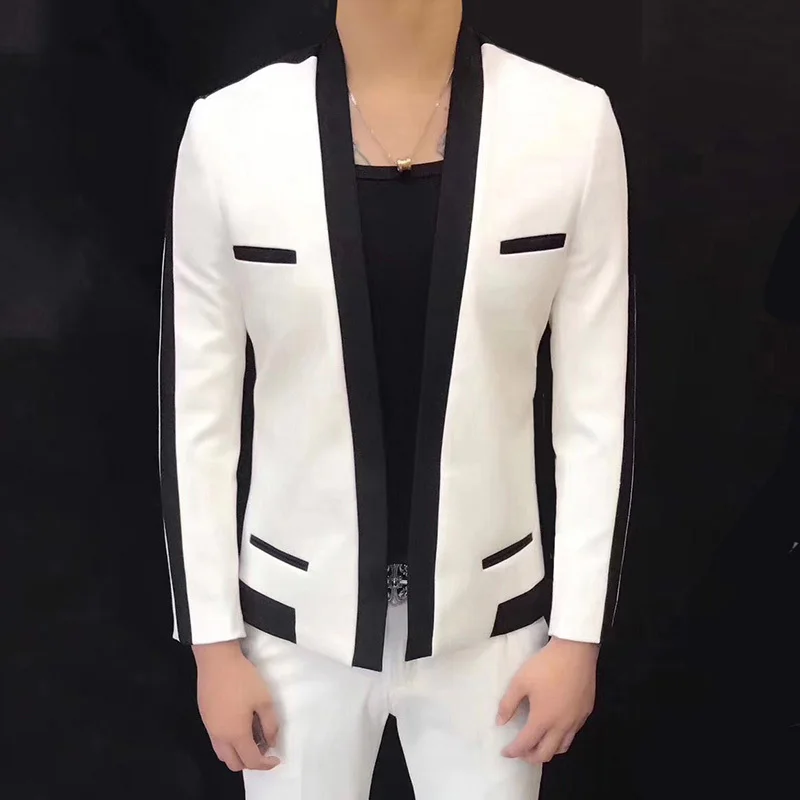 

Trend Thin Section Self-cultivation Groom Wedding Man's Suit Veste Homme Costume Hairstyle Division Loose Coat Blazer Masculino
