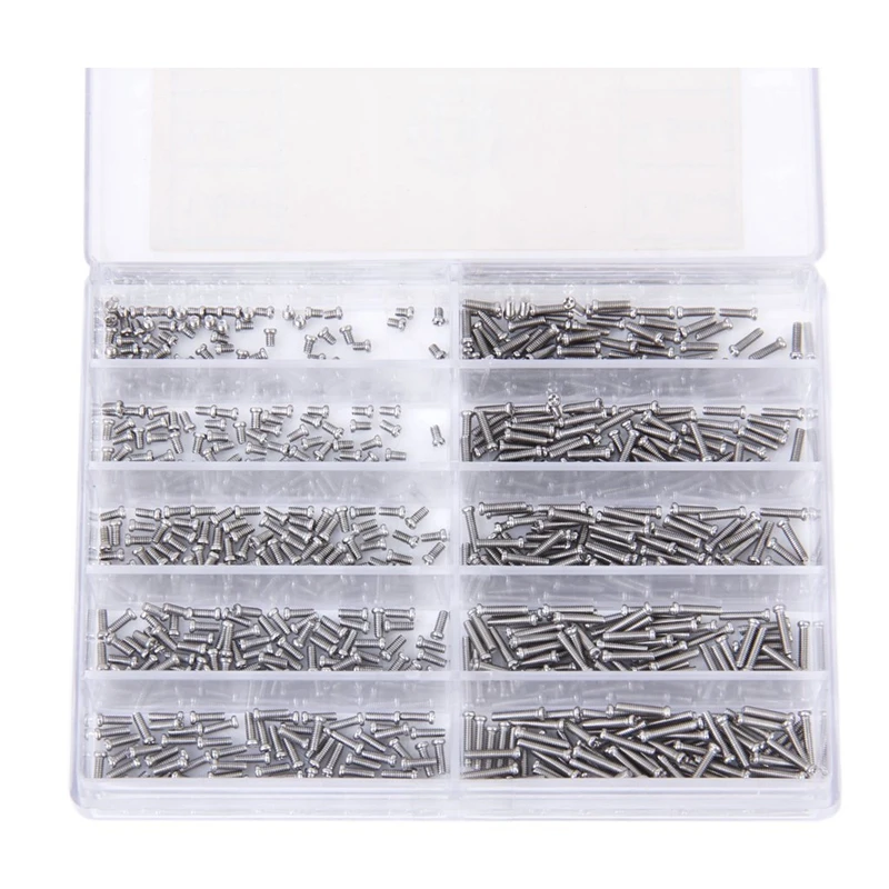 Appprox.1000pcs 10 размеров Dia 1 2 мм часы/Линзы для очков ремонт Винты Набор ремонта часов
