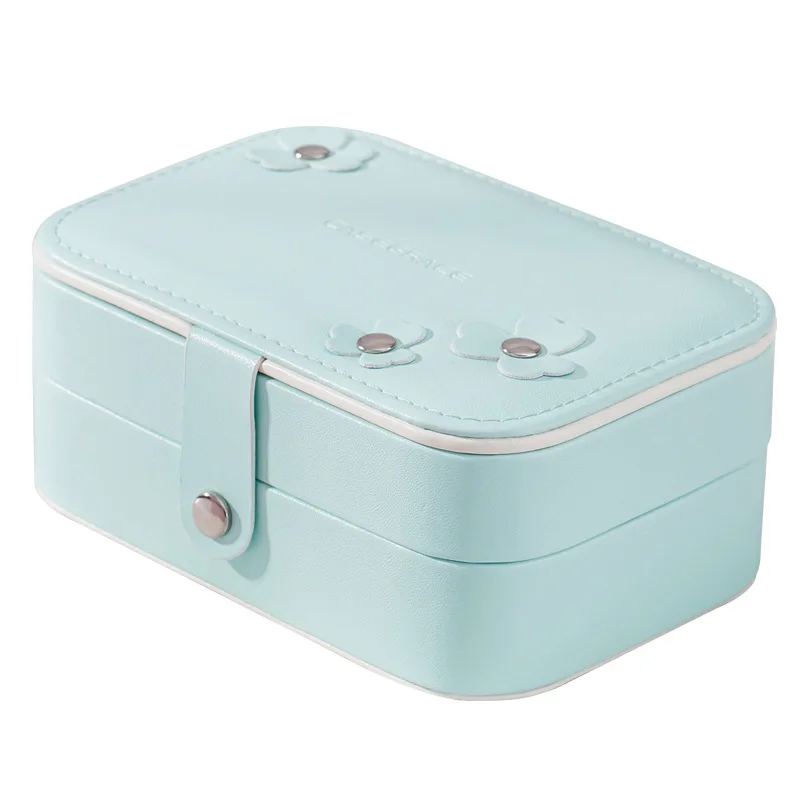 

Portable Women Jewelry Box Storage Organizer Girls Travel 2-Layer Rectangle Earrings Ring Necklace Carrying Case Gift Boxes