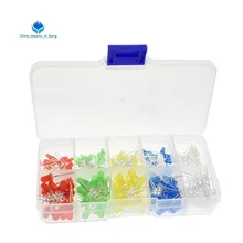 TZT 200 шт./лот, 3 мм, 5 мм, светодиодный комплект с коробкой, разноцветный красный, зеленый, желтый, синий, белый светильник, излучающий диод, ассортимент 20 шт., каждый