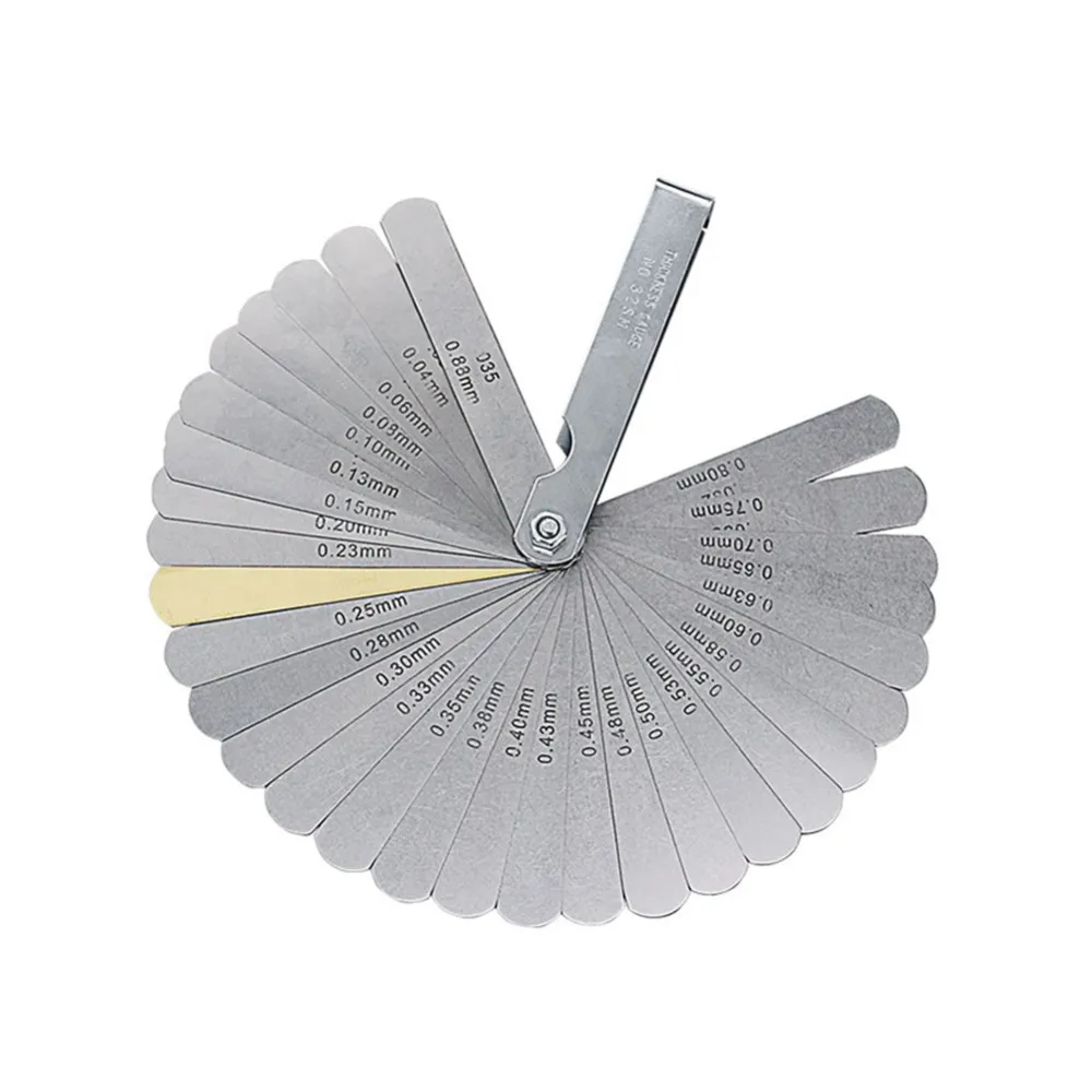 

Stainless Steel 32 Blades Feeler Gauge Metric Gap Filler 0.04-0.88mm Foldable Thickness Feelers Gage For Measurment Tool