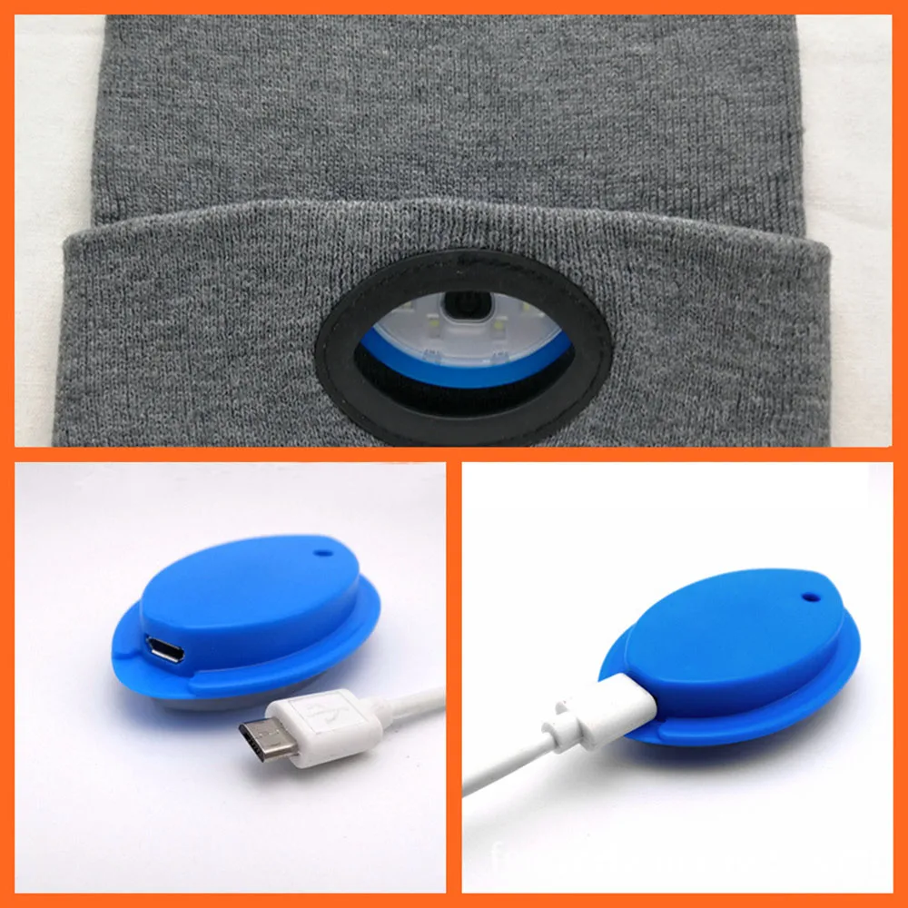 6 светодиодный вязаный головной убор, повседневный теплый зимний креативный USB Перезаряжаемый удобный фонарик для рук, Кепка для велоспорта, кемпинга, ветронепроницаемого оборудования