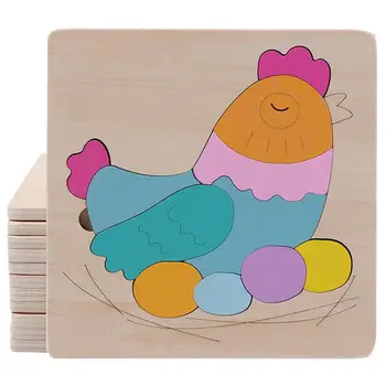 

RCtown Cartoon Wooden Jigsaw Puzzel Kids Educational Toy Macaron Color