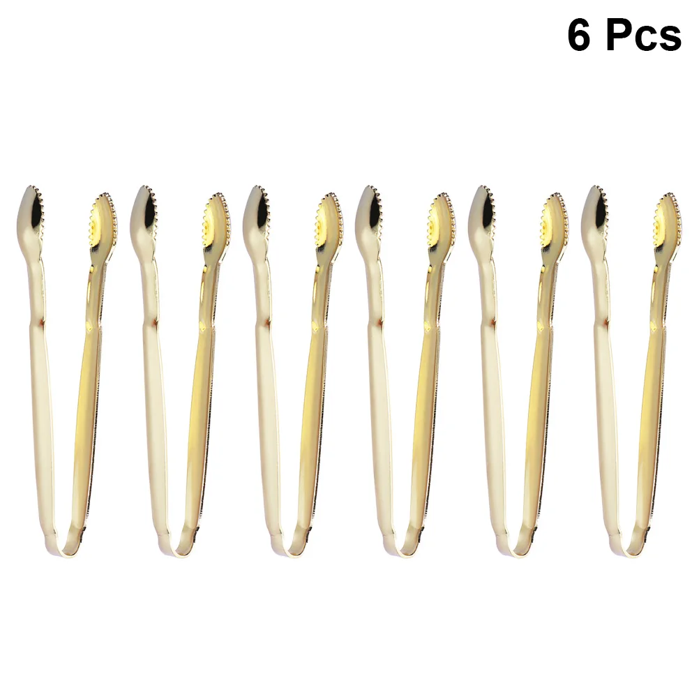 

6pcs Thicken Mini Serving Tongs Sugar Cube Tongs Gold Plated Stainless Steel Ice Tong Perfect for Tea Party Coffee Bar Supplies