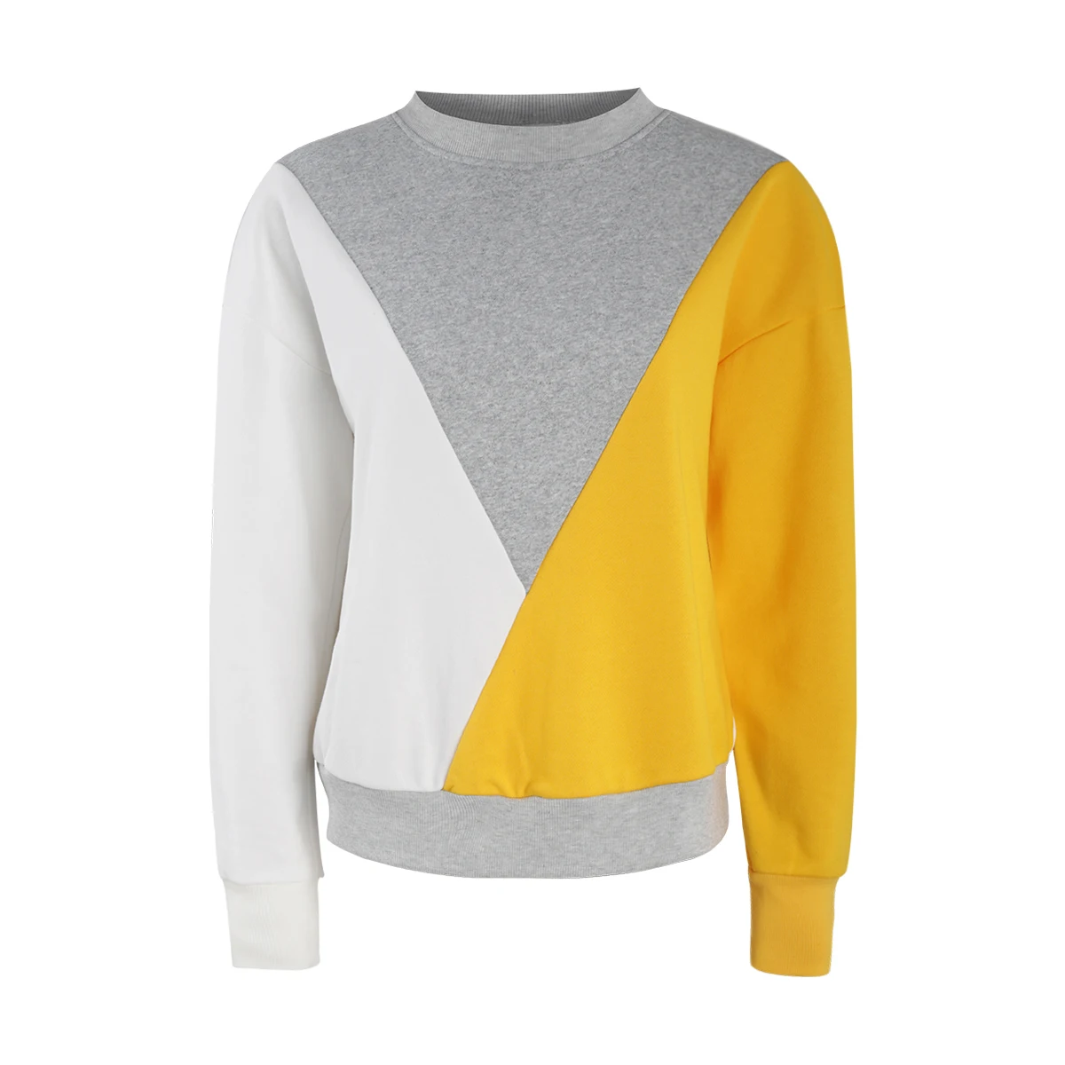 HDY Haoduoyi 2018 Contrast Stitching Loose Round Neck Pullover Sweater Winter Autumn Warm Fashion New Arrival Tops  For Female