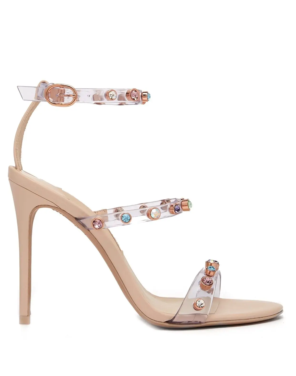 Lucency Espárragos 8 apricot Verano De Pvc Correa Correas Cm Cm 10 Cm Tobillo Preciosas Sandalias Cristal Bling Apricot Piedras Mujer Sexy Belleza Remaches Zapatos black UwrFxUW