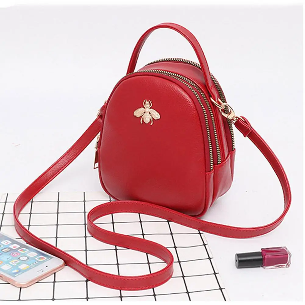

Fashion Women Shoulder Bag Simple Leather Handbag All-match Casual Crossbody Cute Bee purses messenger bags for women 2018