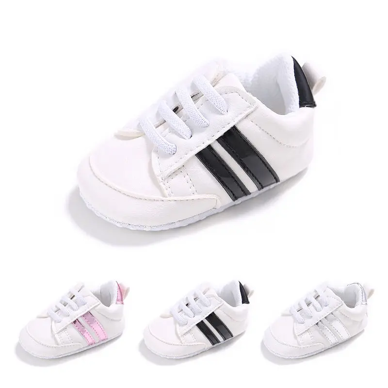 Кроссовки для новорожденных; детская спортивная обувь для малышей; унисекс; на шнуровке; с мягкой подошвой; нескользящая повседневная обувь из искусственной кожи