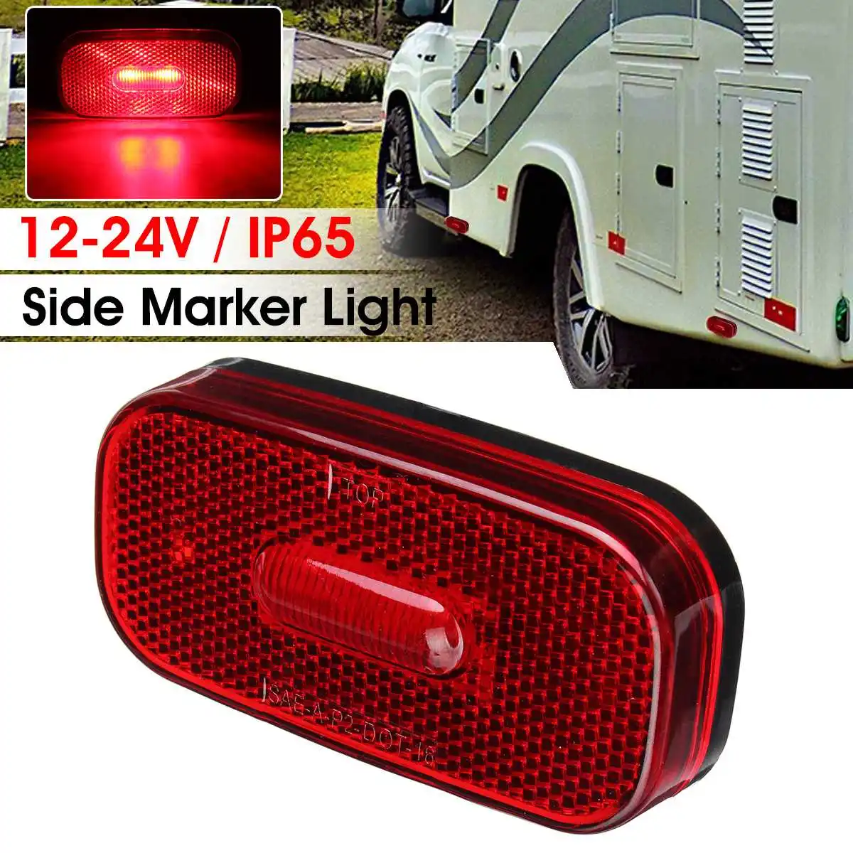 

Car LED Side Marker Lights Red Caravan 12-24V 2 LEDs Clearance Indicator Lamp for Truck Trailer Lorry