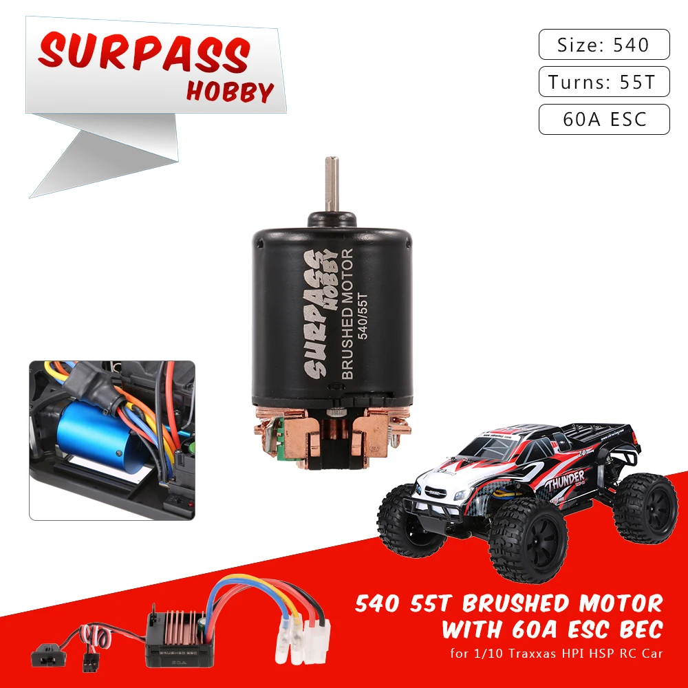 

Moteur 540 550 13T 21T 27T 35T 45T 55T 80T Brushed Motor with 60A ESC BEC Combo Set for RC Car 1:10 Parts