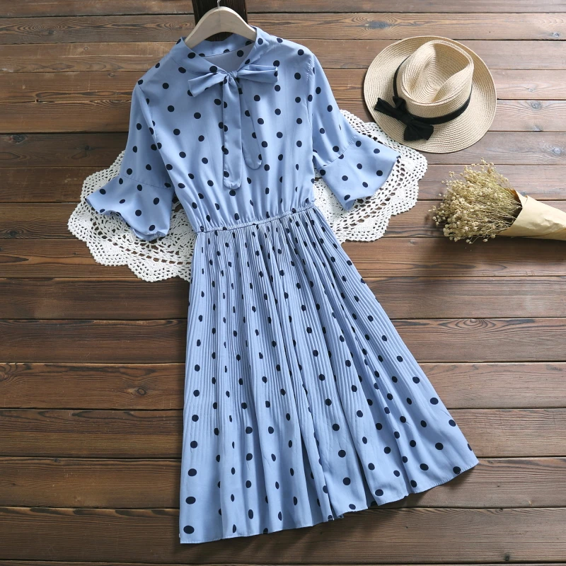 Blue,White Polka Dot Dress Summer Style Mori Girl Kawaii Clothes Women ...