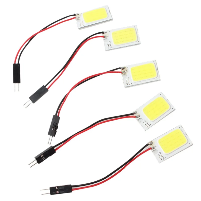 

5*White COB 18-LED 12V Plate Dome Car Interior Light Bulb T10 Festoon Adapter #N