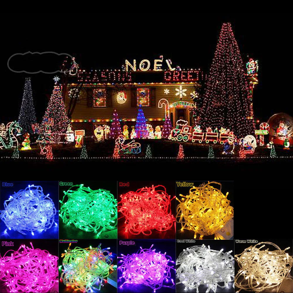Светодио дный 20 м ЕС Plug гирлянды светодиодные огни водостойкие лампы на Рождество фестиваль праздник свадьба домашний декор