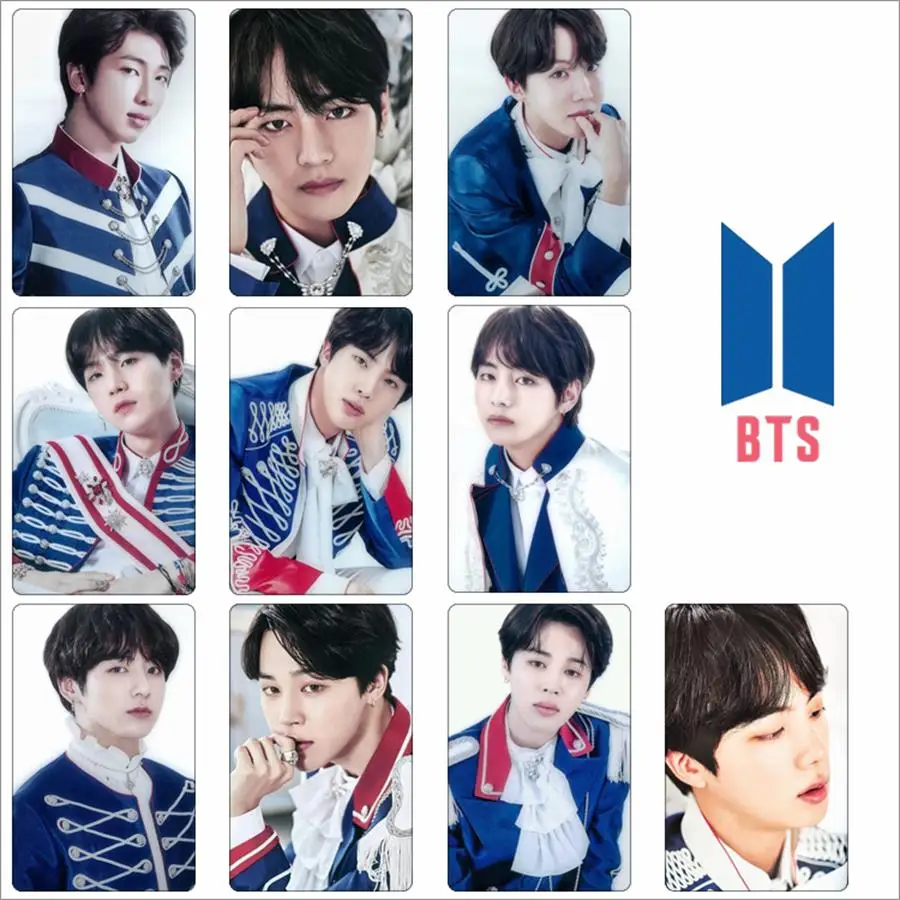 

Kpop BTS Military Uniform Crystal Card Sticker Photo Stikcy Card Jungkook Jimin Photocard Stickers 10pcs/set
