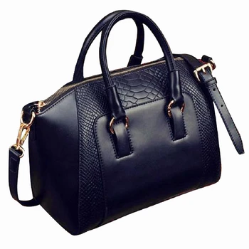 

Women's Shoulder Bag in imitation leather Satchel Cross Body Tote Bag (Black)