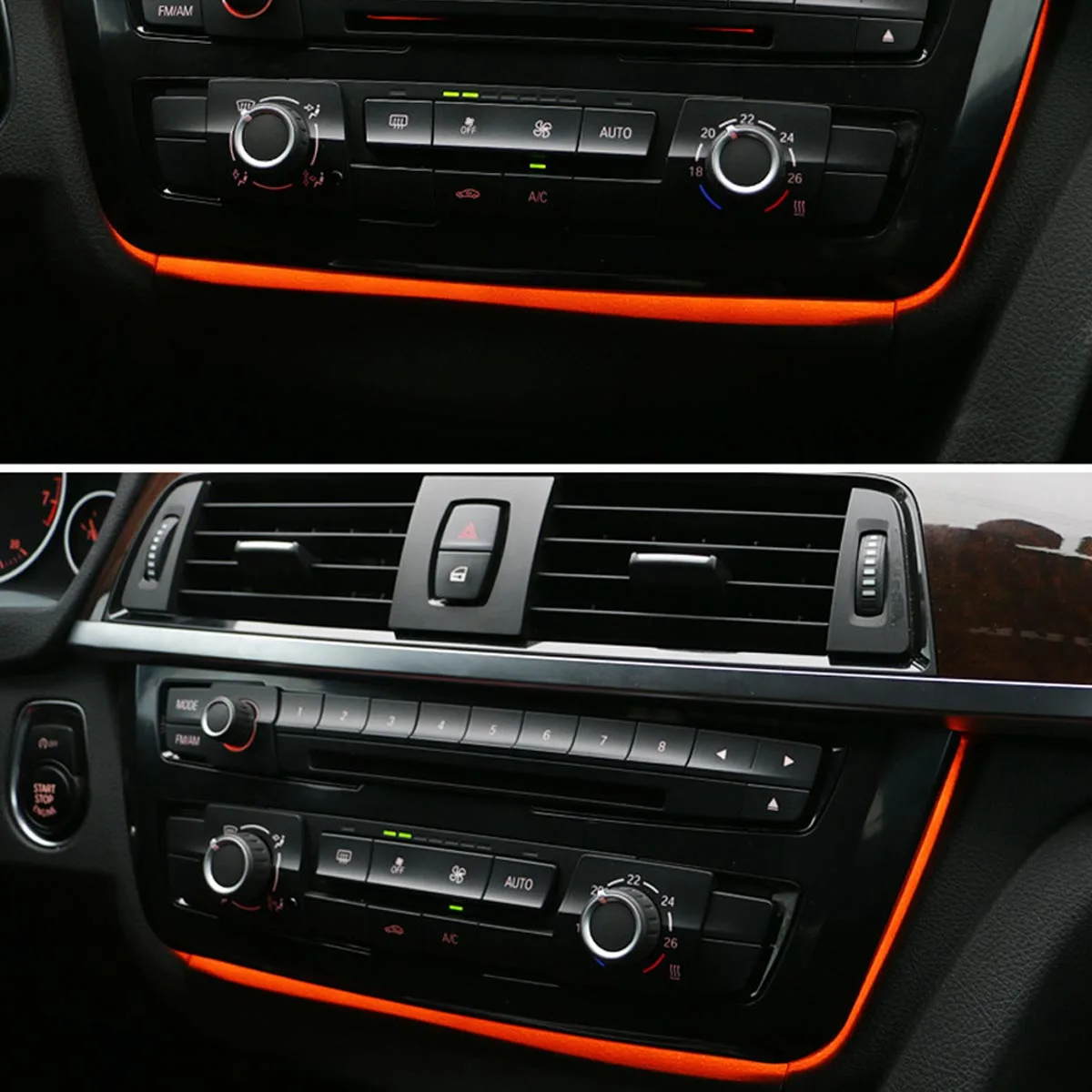 Para BMW F30 F31 F34 F82 M3 M4 Radio ajuste de CA Iluminado LED luz ambiental