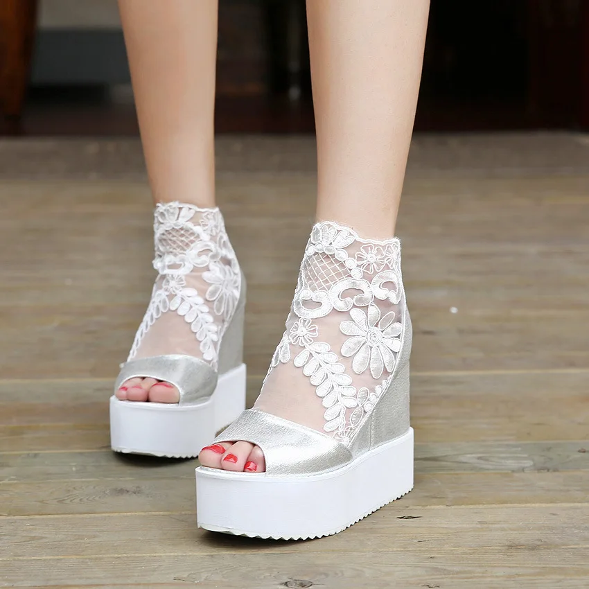 2019 Comfortable Thick Bottom Muffin Increase White Fish Mouth Sandals