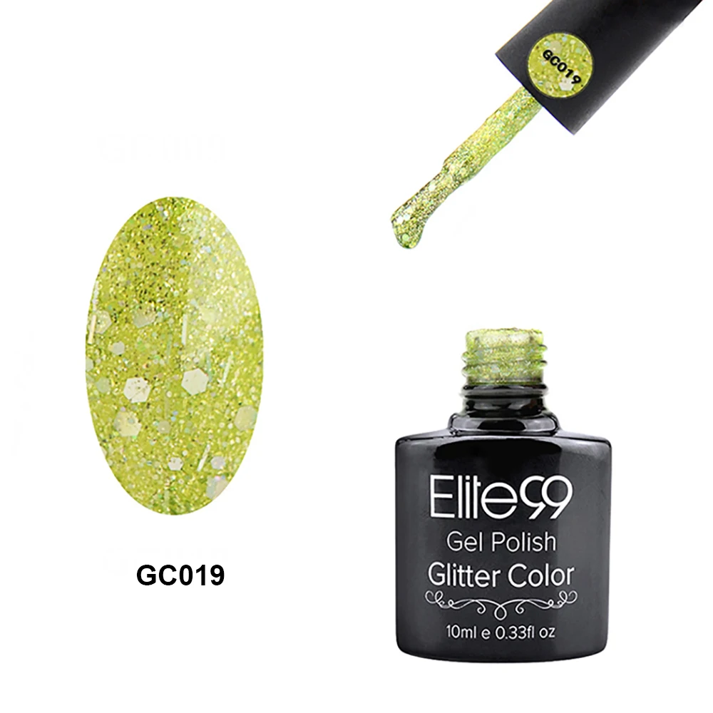 

Elite99 10ml Long Lasting Soak Off Diamond Glitter Polish UV LED Soak Off Lacquer Nail Gel Polish Vernis Semi Permanent Gellak