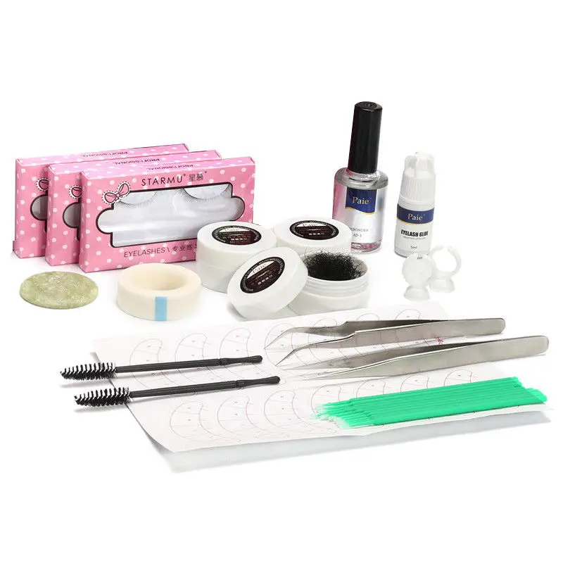 

High Quality Semi Permanent Individual Eyelash Extensions Curl Glue Set Lash Starter Kit Fake Eyelashes Tools