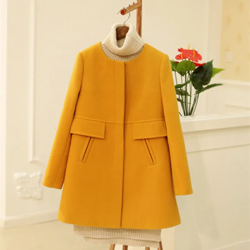 Women's Coat Plus Size Winter Women Wind Coats Elegant Fashion Office OL Ladies O-Neck Single Breasted Outwear 5XL