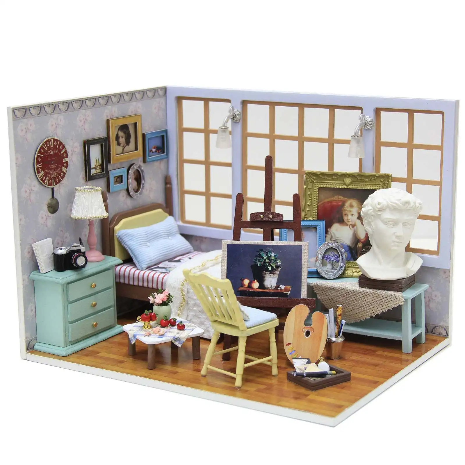 

Beautiful Time DIY Doll House Miniature Wooden Handmade Model Building Kits Birthday Children Gift Collection 13.5*16.5*17.5cm