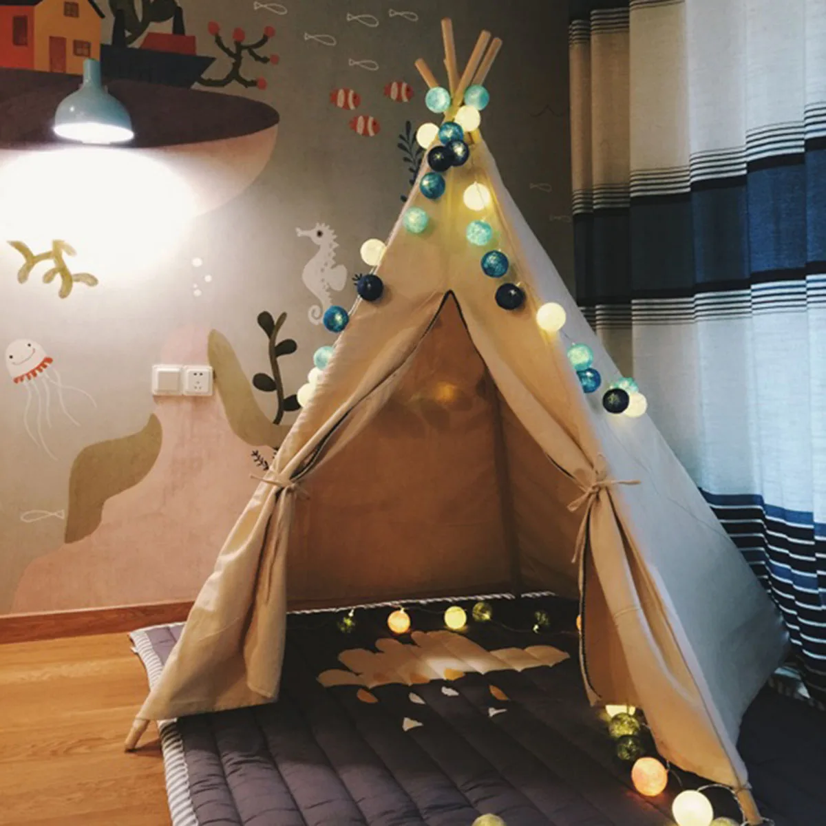 

Large Children Pet Kids Princess Tent Net Home Canvas Pretend Play Tipi Outdoor Indoor Adult Canopies Home Bedroom Decoration