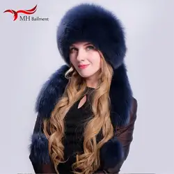 Женская зимняя обувь 100% Fox наушники Лэй Фэн шляпа Для женщин модные длинные кисточкой волос мяч Защита уха Для женщин натуральным мехом