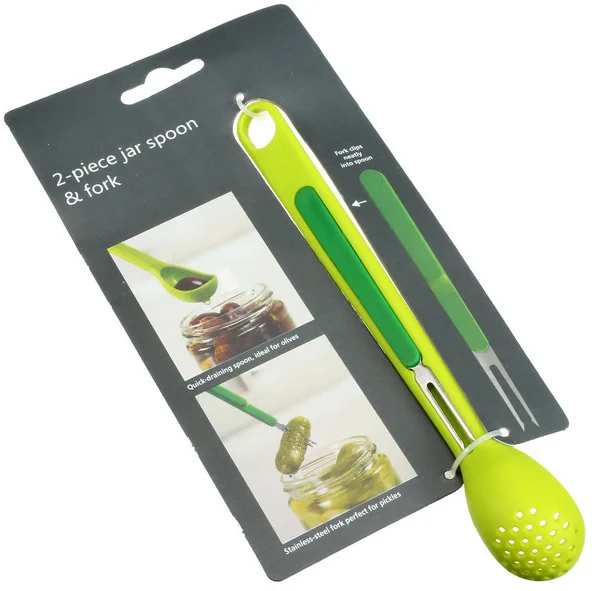 

1 Set PP Colander 2 In 1 Forks Long Handle Strainer Can Dipping Scoop Fruit Juice Sink Filter Spoon Sieve Kitchen Tool