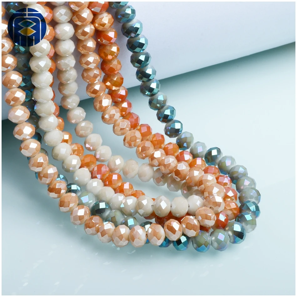 

JuleeCrystal Mixed Colors 4*6mm Rondelle Crystal Glass Beads Loose Spacer Round Beads for Jewelry Making