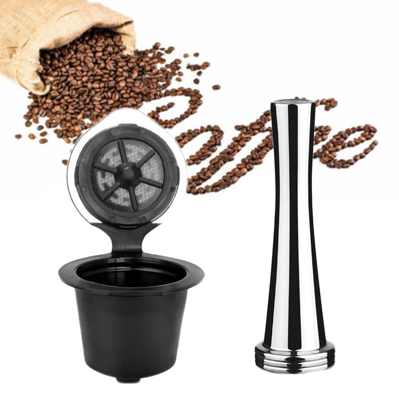 Coffee Capsule Refillable Filter+Press Powder Hammer Set For Nespresso Machine With Spoon + Brush Coffee Capsule Refillable Filter+Press Powder Hammer Set For Nespresso Machine With Spoon + Brush