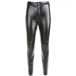 Зимние черные брюки из искусственной кожи женские узкие брюки с высокой талией Pantalon Femme эластичные брюки-карандаш