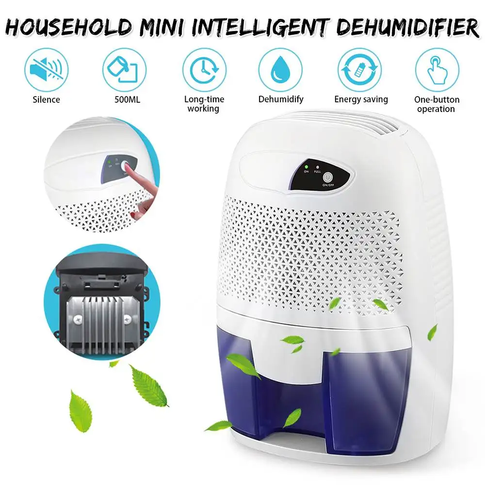 

2019 New Mini Dehumidifier For Home Portable 500ML Moisture Absorbing Air Dryer with Auto-off and LED indicator Air Dehumidifier