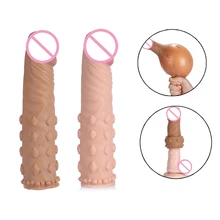 Reusable Condom Dildo Vibrator Penis Extender Enlargement For Men Delayed Ejaculation Adult Lasting Product Penis Sleeve Sex Toy