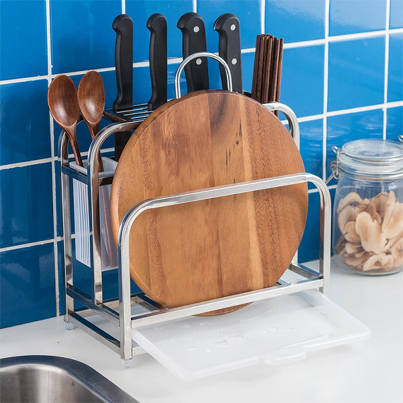ORZ Kitchen Cutting Boards Organizer Knife Block with Drainboard Cutlery Tableware Holder Kitchen Accessories Storage DryingRack