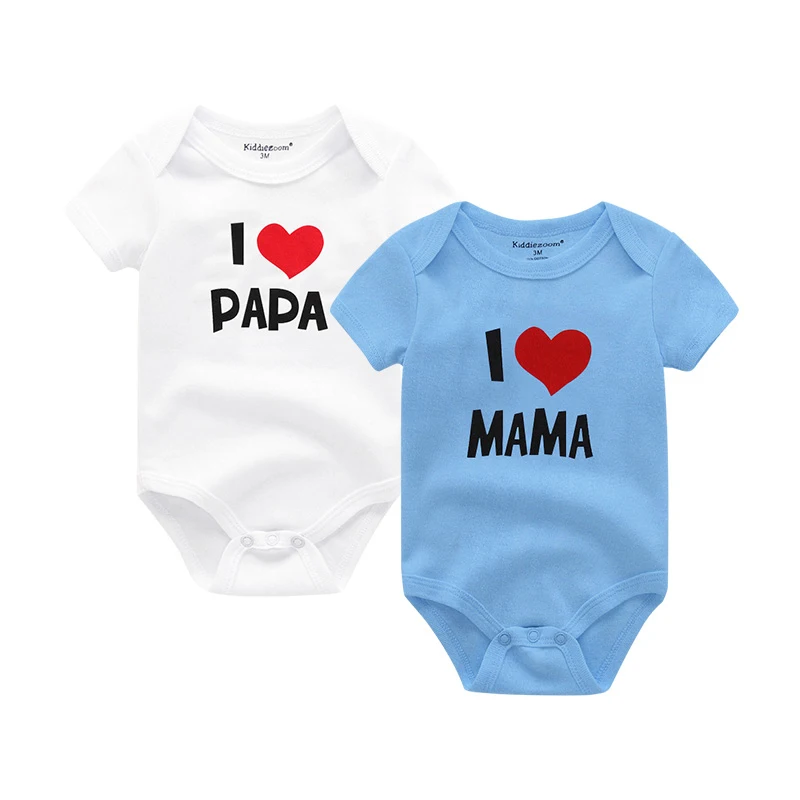 2019 Детские боди I Love Papa Mama 100% хлопковая одежда для маленьких девочек с коротким