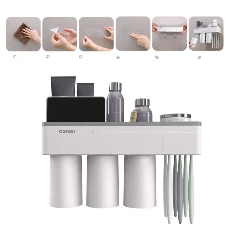 

Bathroom Accessories Toothbrush Holder Magnetic Inverted Wall Mounted Supplies Storage Box Rack Bathroom Toothbrush Case Box