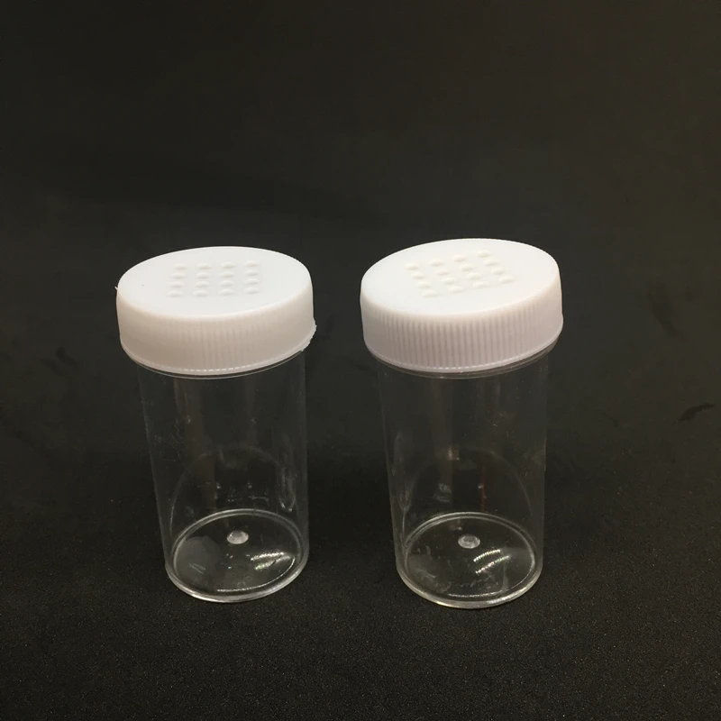 

100pcs/lot 30ml Glitter Shaker 30g Plastic Jar for Glitter powder Sifter white Cap Nail Art Tips Clear container hole lids